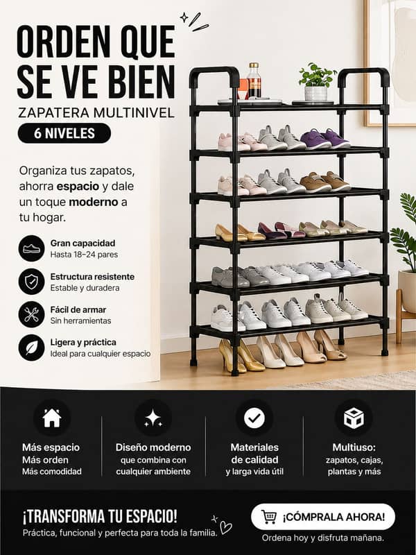 Zapatero 6 estantes de caño